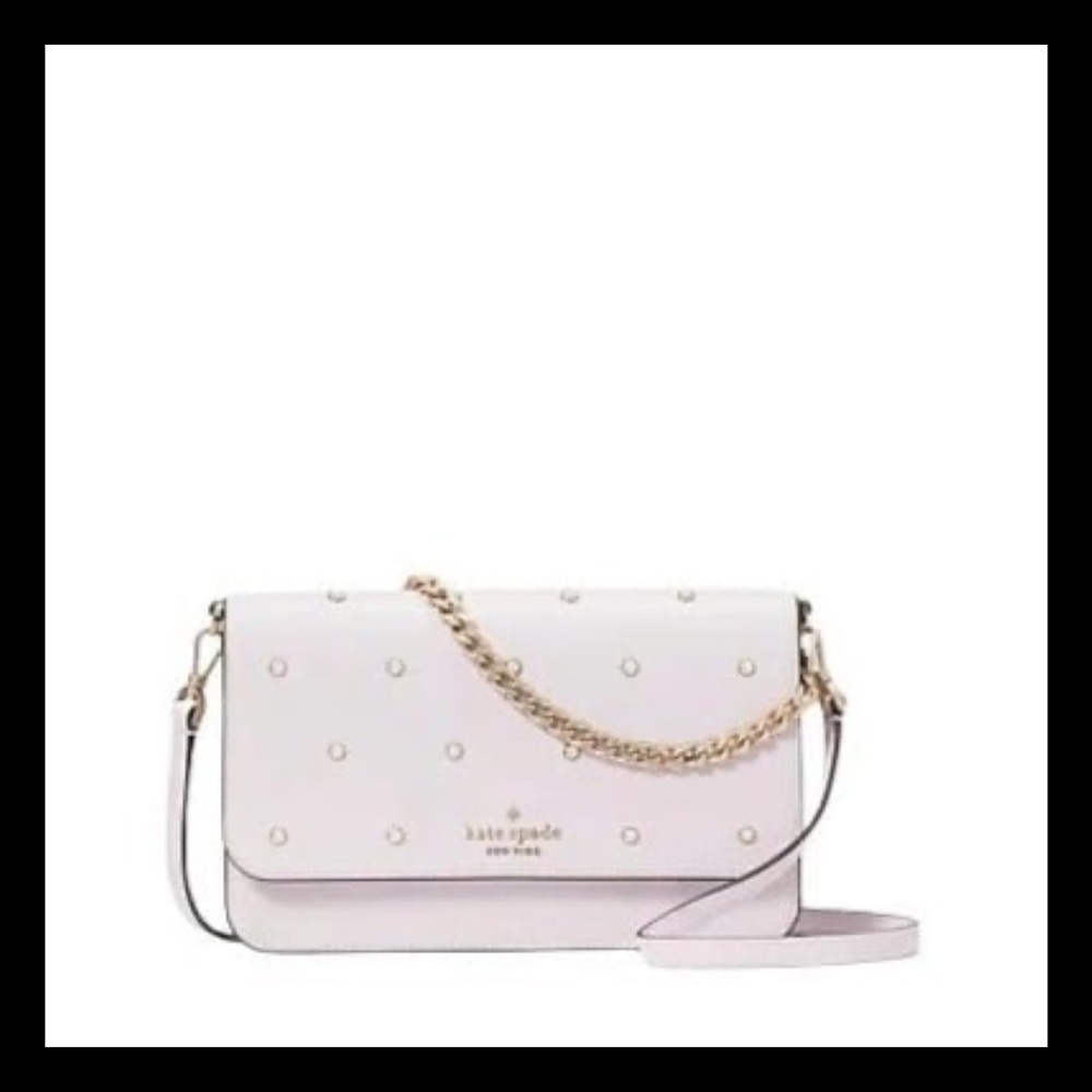 Kate Spade Madison Studded Faux Pearls Flap Convertible Crossbody Lilac